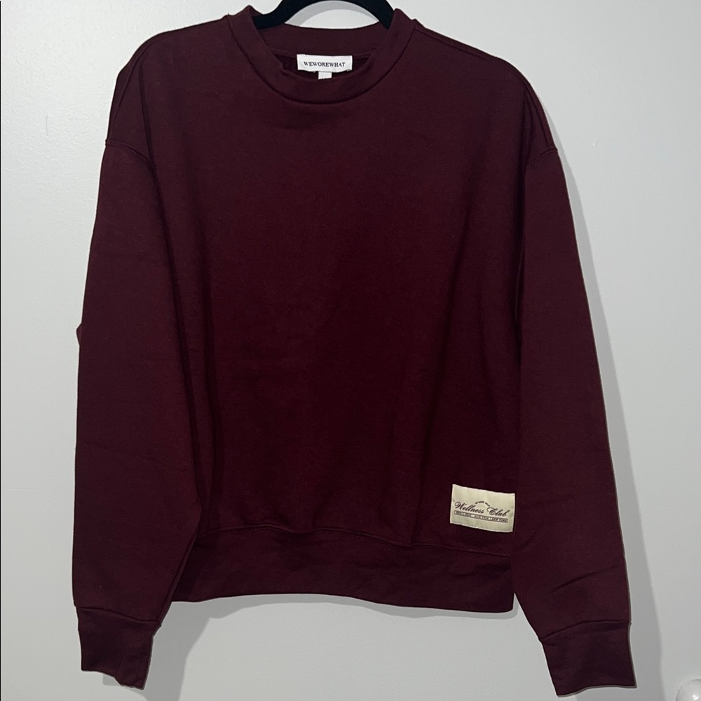 WeWoreWhat Oversized Crewneck Maroon Wellness Club Sweatshirt NWT